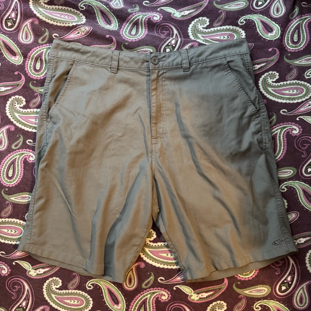Oneill Men Shorts 38 Gray Striped Chino Golf Pockets Casual